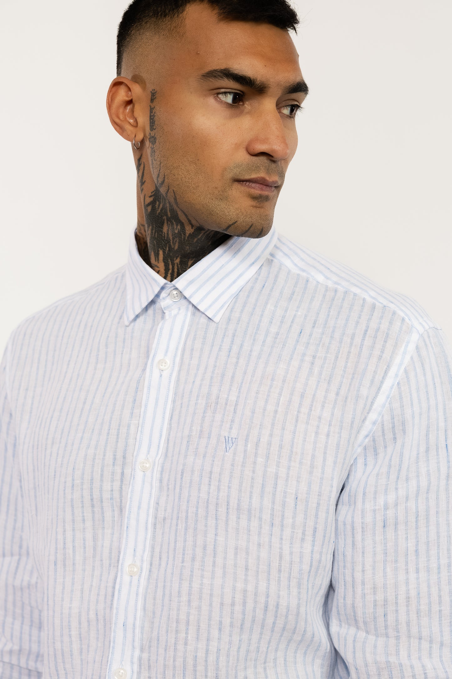 Light Blue Striped Italian Linen Shirt