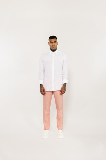 Pink Superfine Linen Trousers