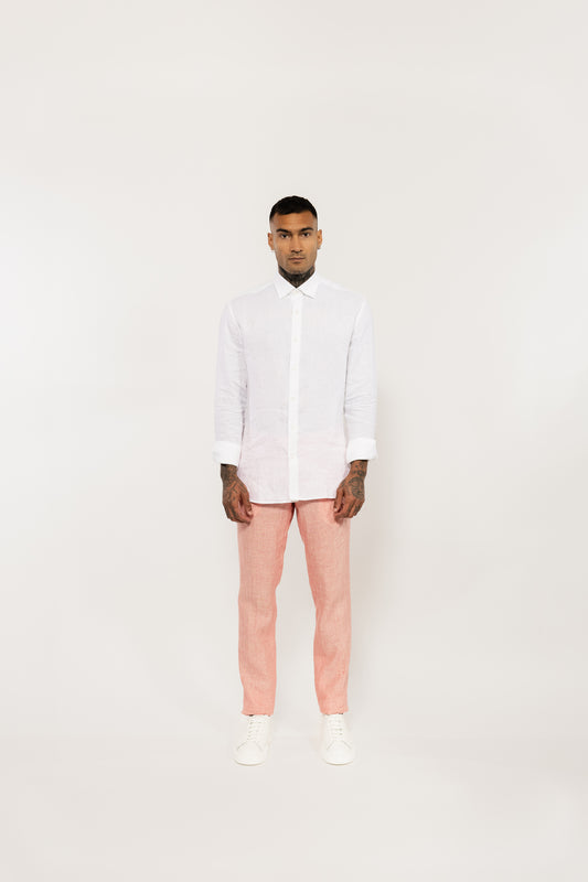 Pink Superfine Linen Trousers