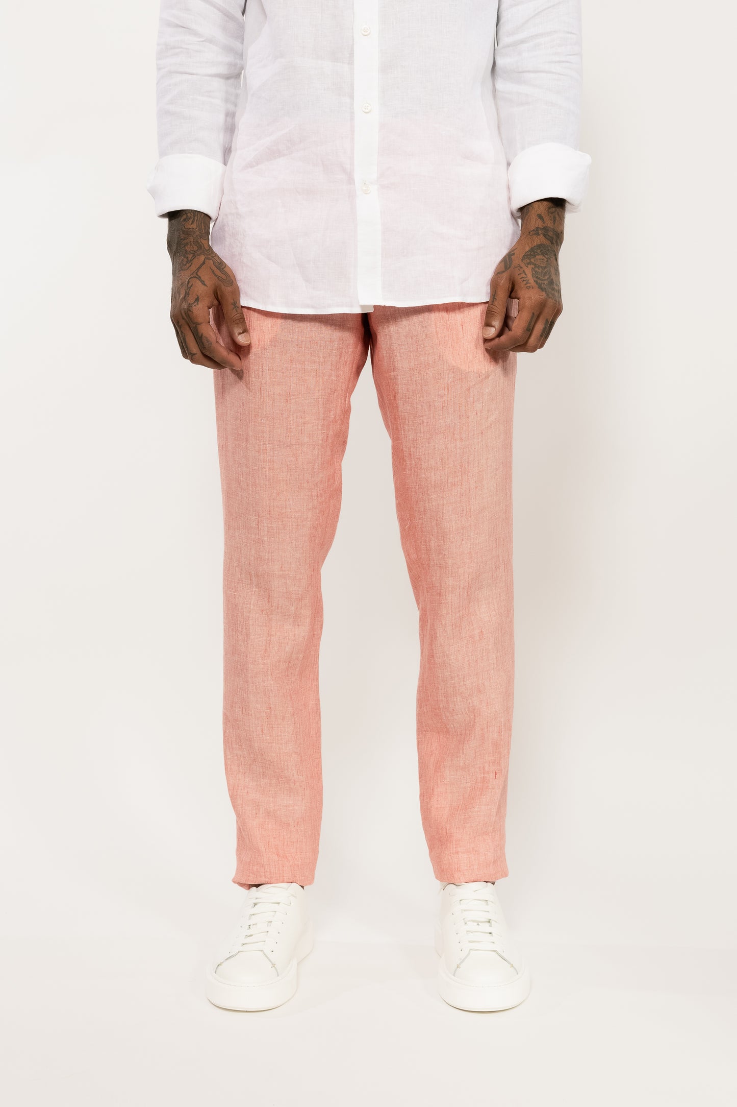 Pink Superfine Linen Trousers