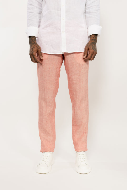 Pink Superfine Linen Trousers