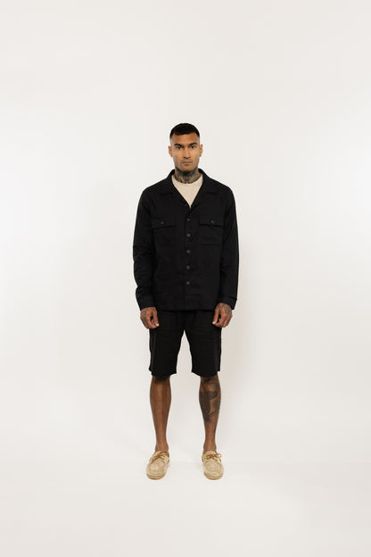 Black Relaxed Linen Shorts