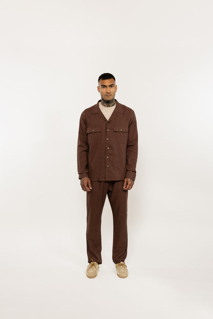 Brown Relaxed Linen Trousers
