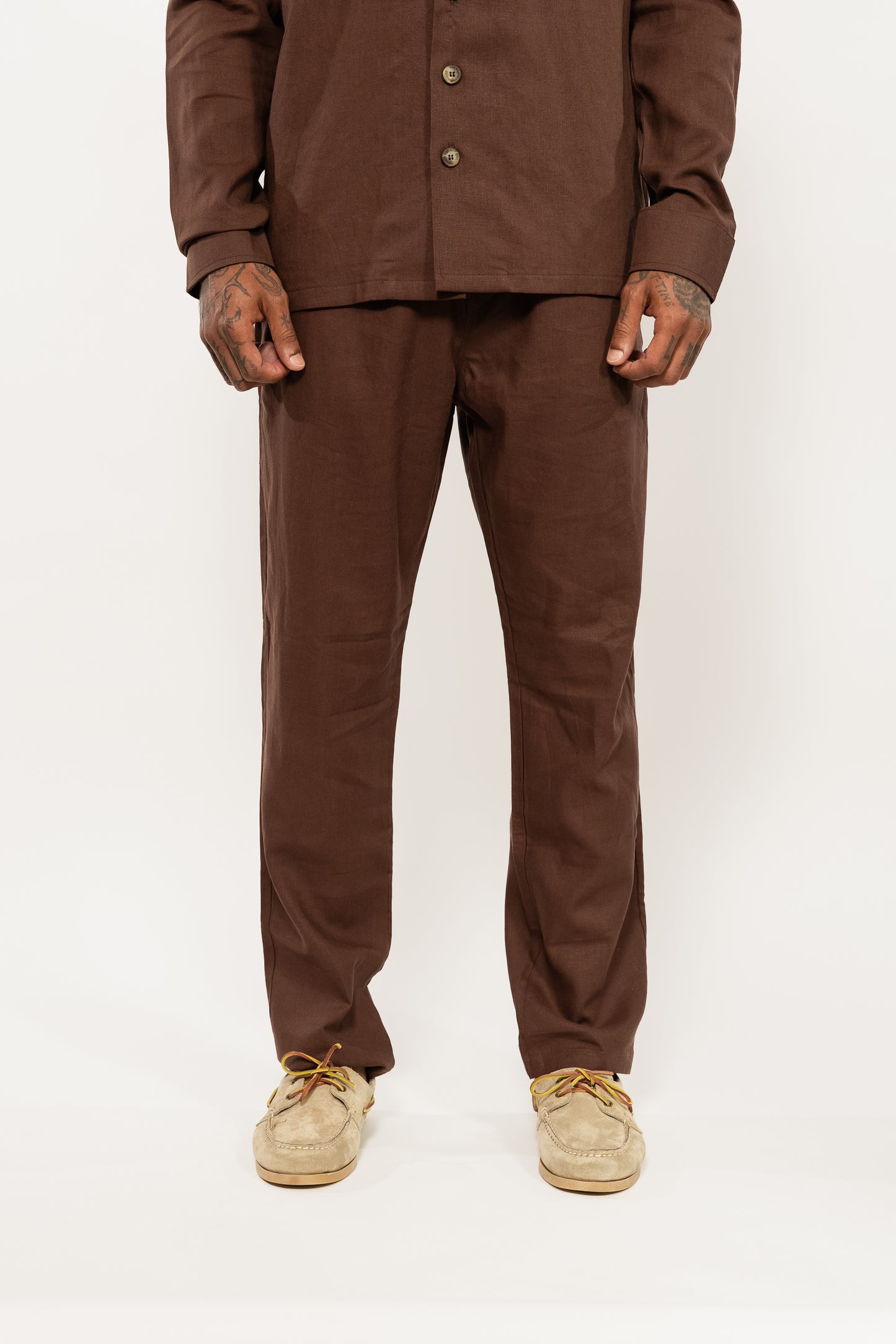 Brown Relaxed Linen Trousers