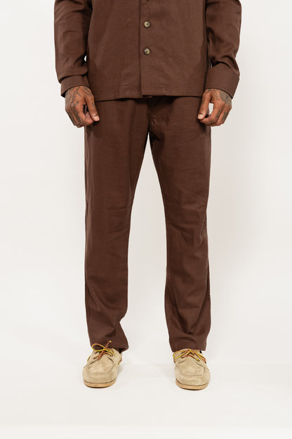 Brown Relaxed Linen Trousers