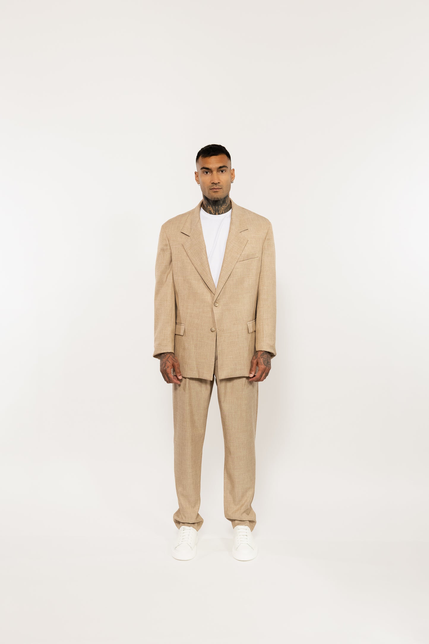 Loose Fit Beige Suit