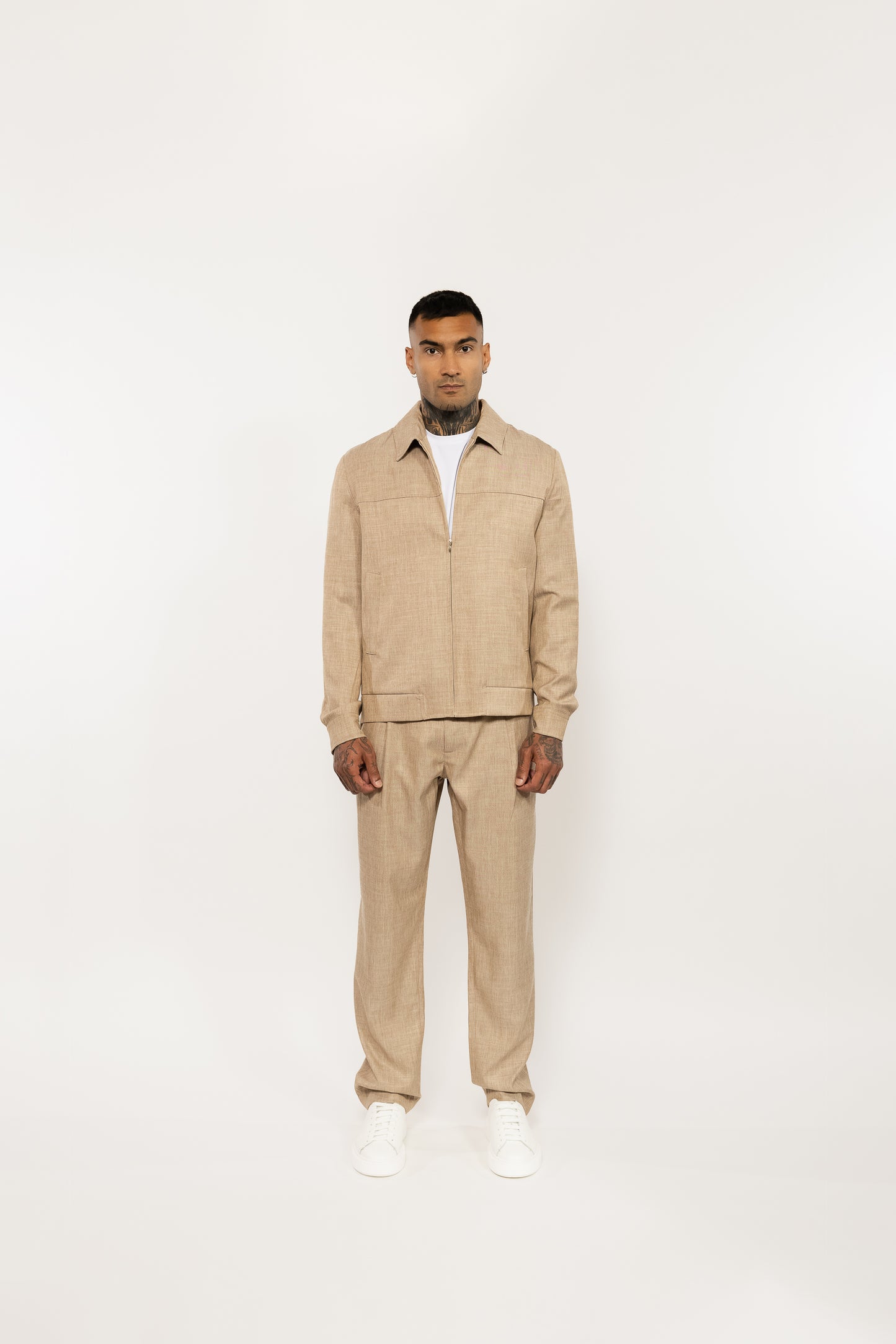 Beige Linen Blend Overshirt