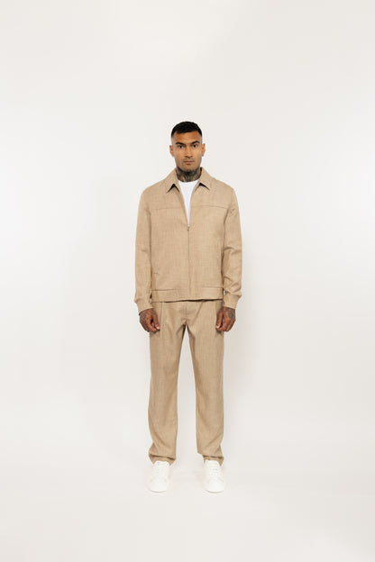 Beige Linen Blend Overshirt