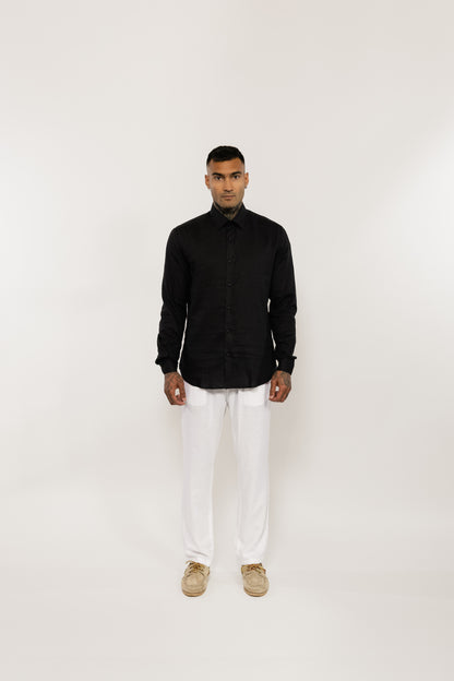 Black Italian Linen Shirt