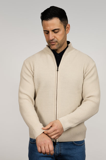 Ecru Zip Up Cardigan