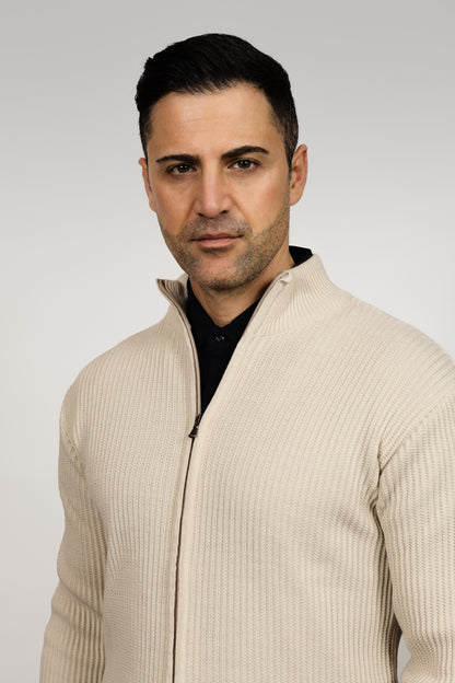 Ecru Zip Up Cardigan