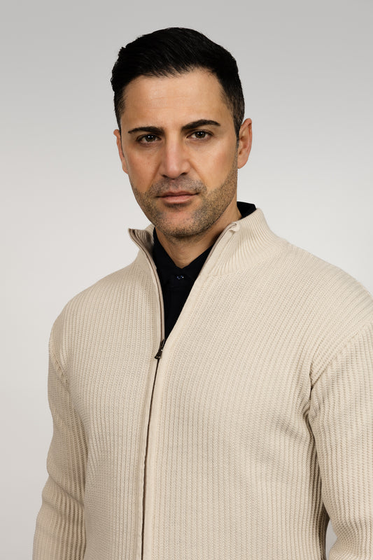 Ecru Zip Up Cardigan