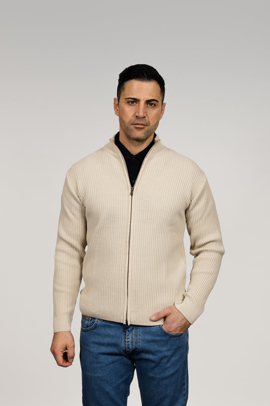 Ecru Zip Up Cardigan