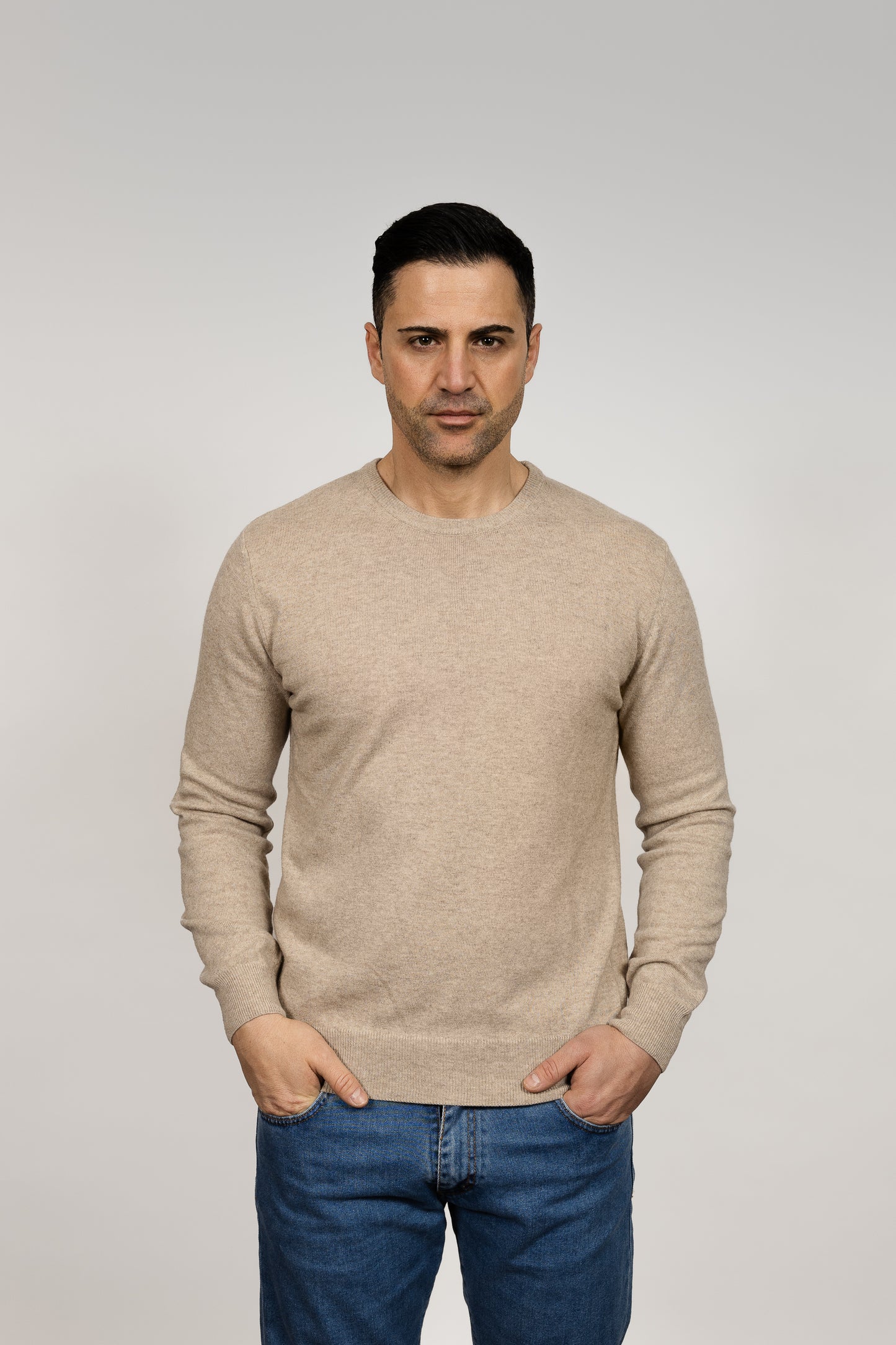 Beige Crew Neck Jumper