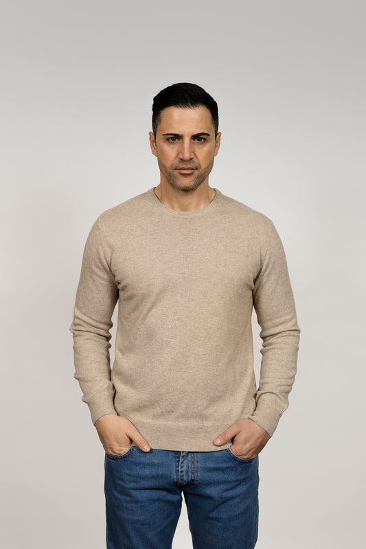 Beige Crew Neck Jumper