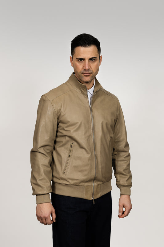 Beige Leather Jacket