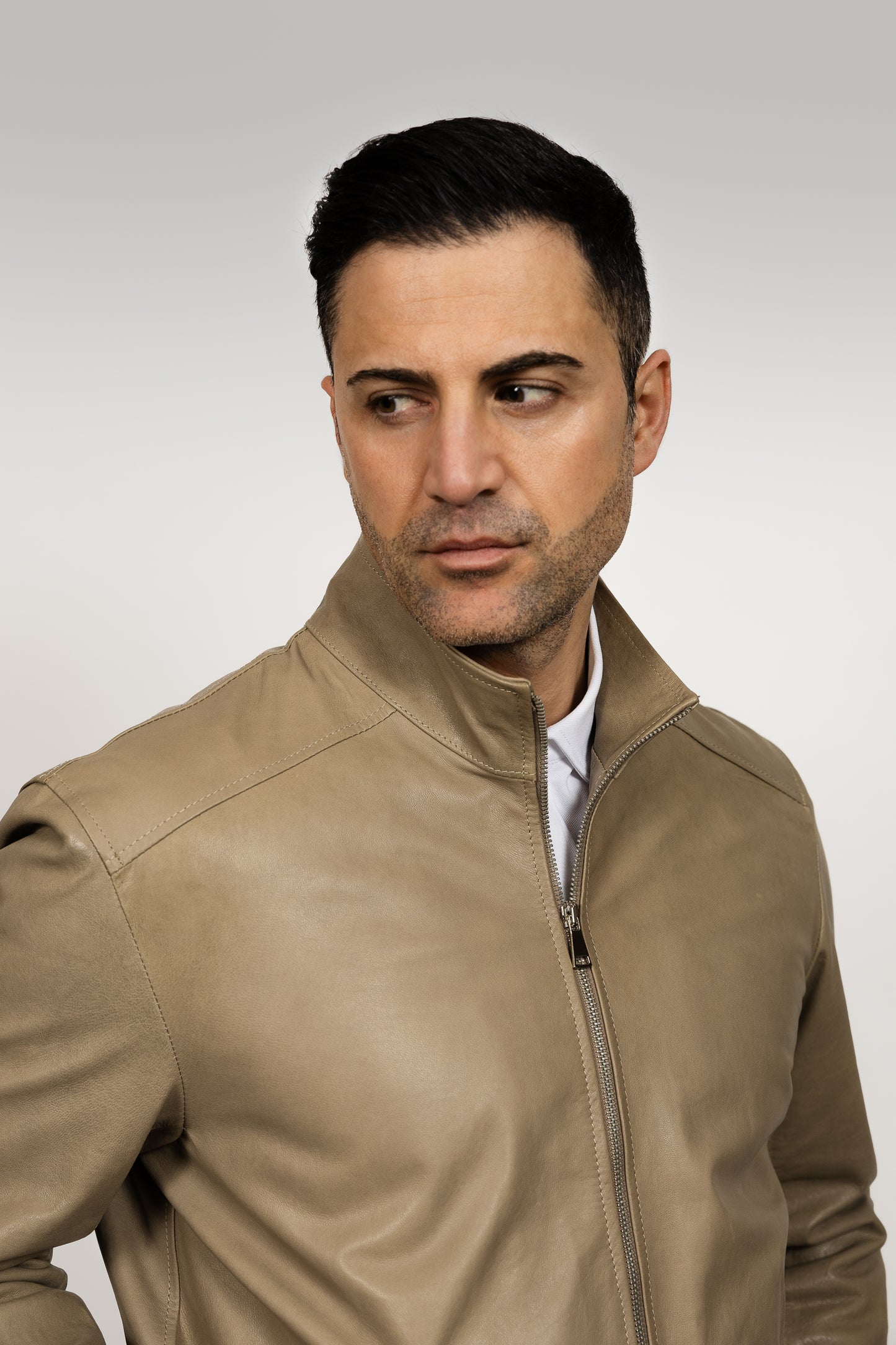 Beige Leather Jacket