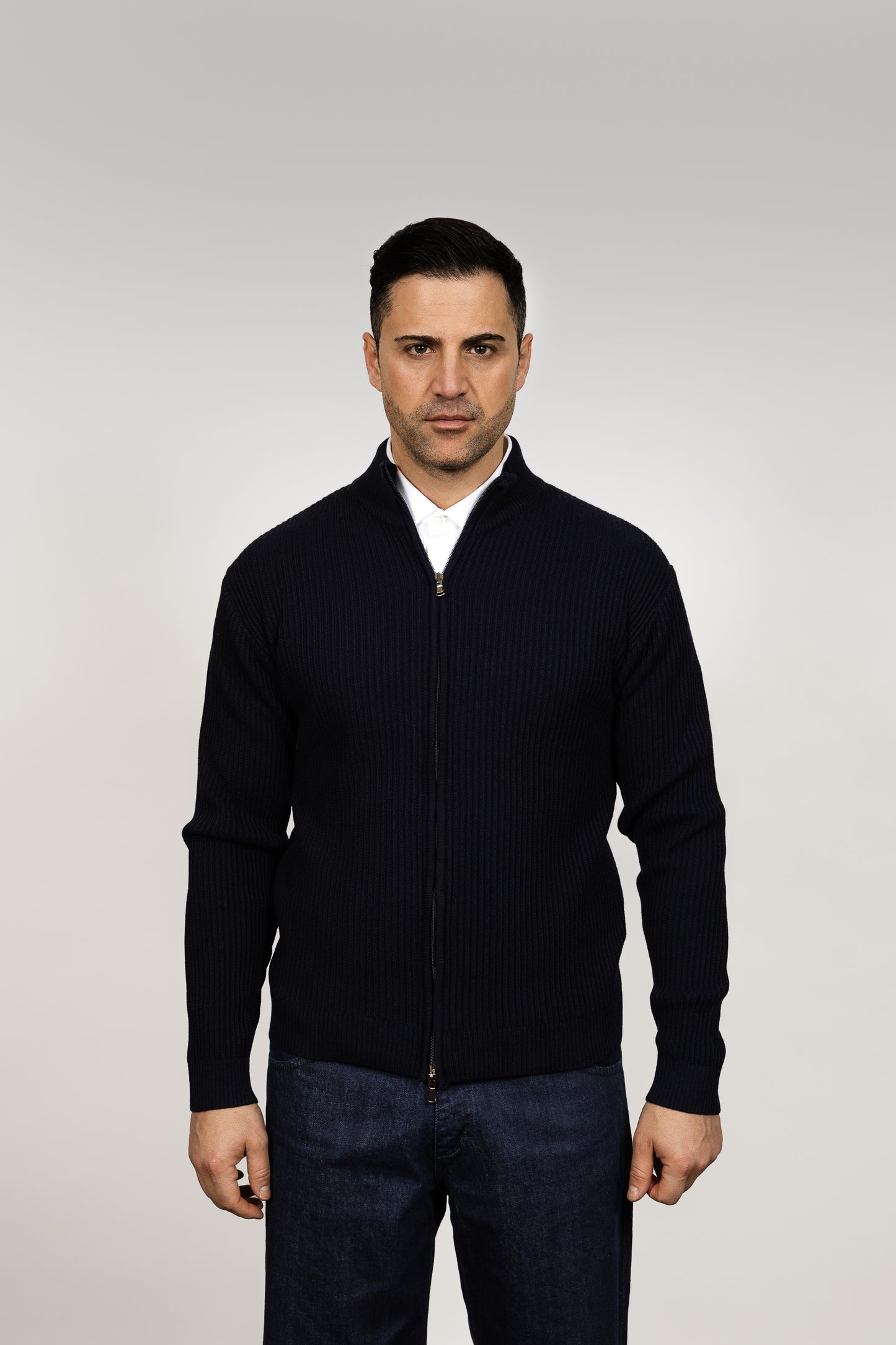 Navy Zip Up Cardigan