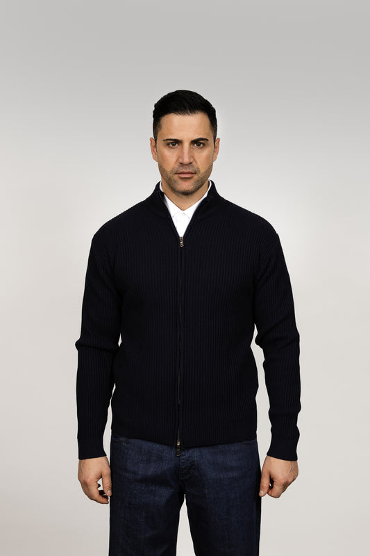 Navy Zip Up Cardigan