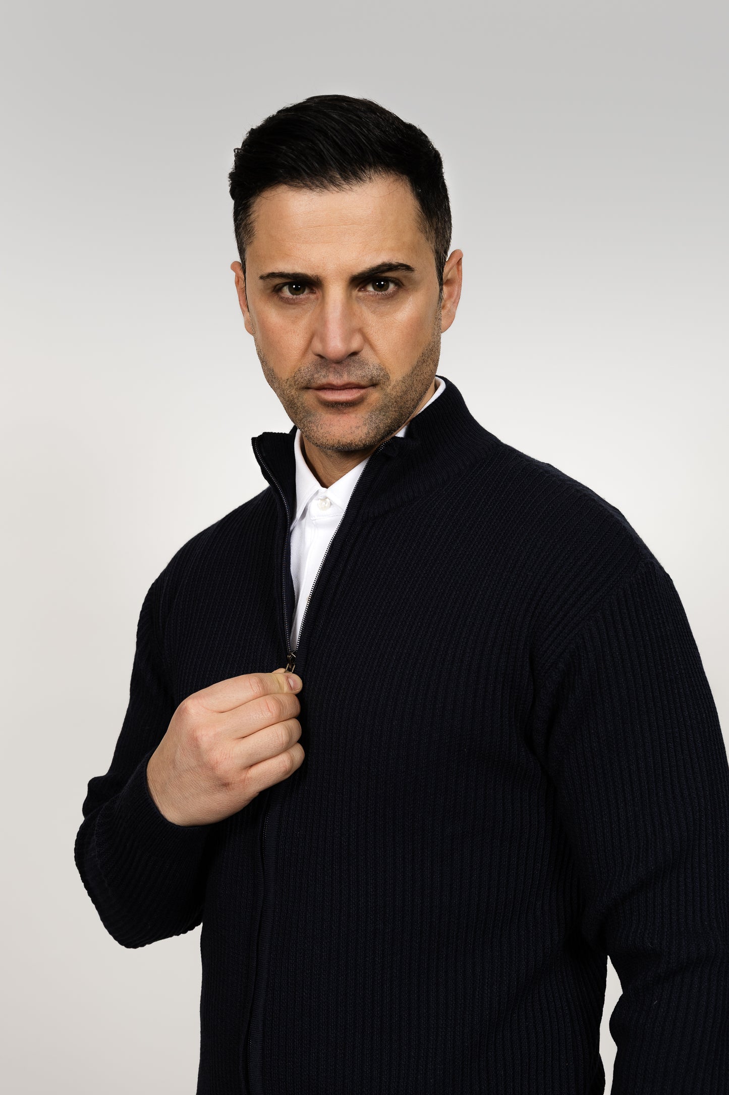 Navy Zip Up Cardigan