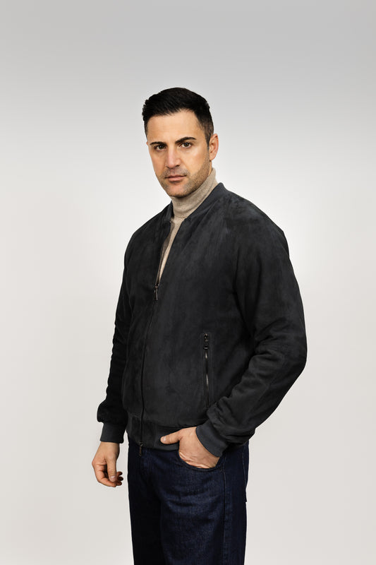 Black Suede Bomber Jacket