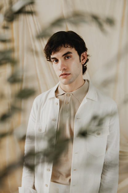 Knit Beige Polo Shirt