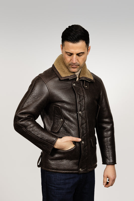 Brown Shearling Leather Jacket