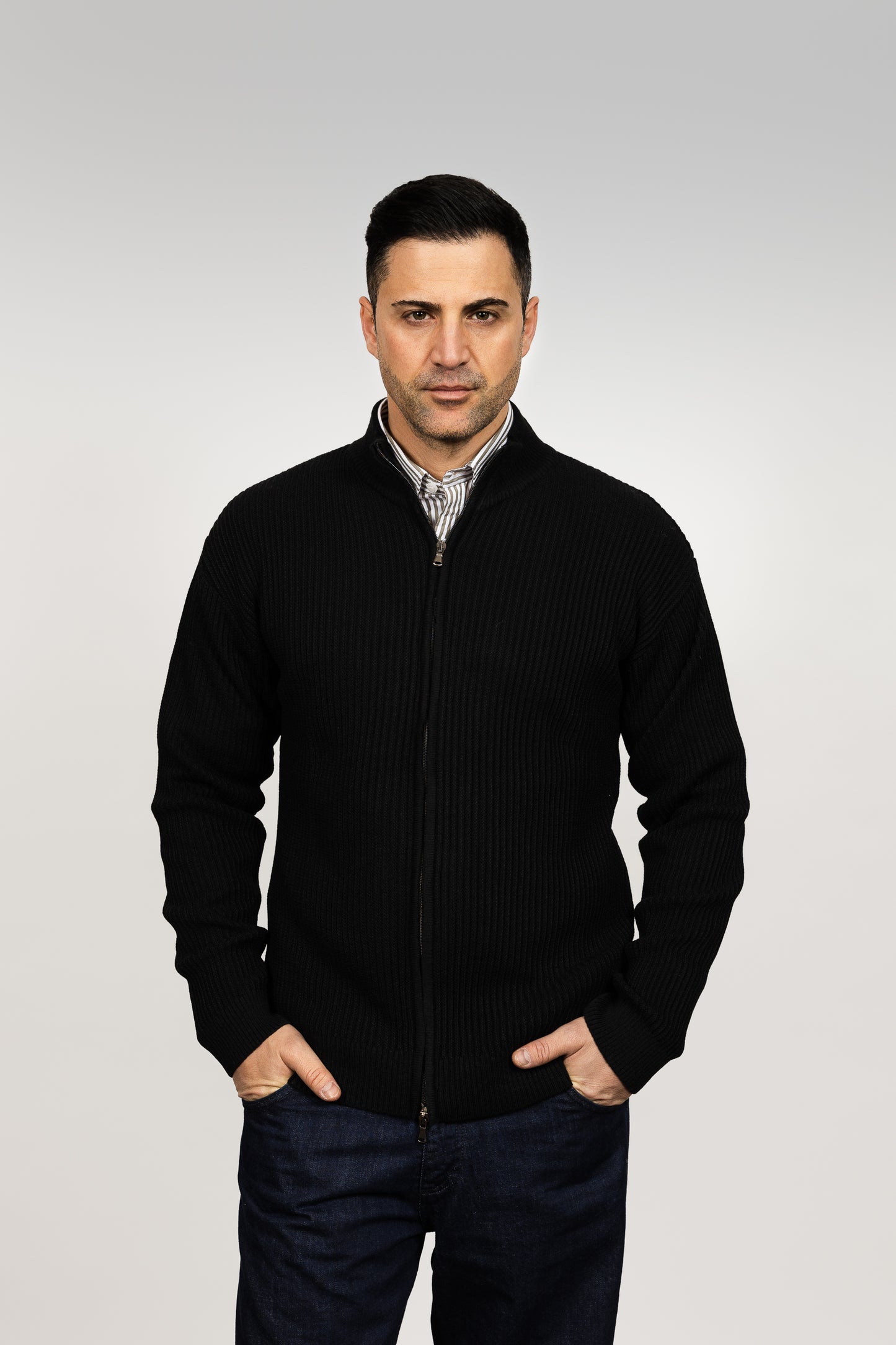 Black Zip-Up Cardigan