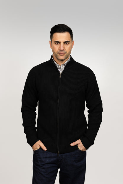 Black Zip-Up Cardigan