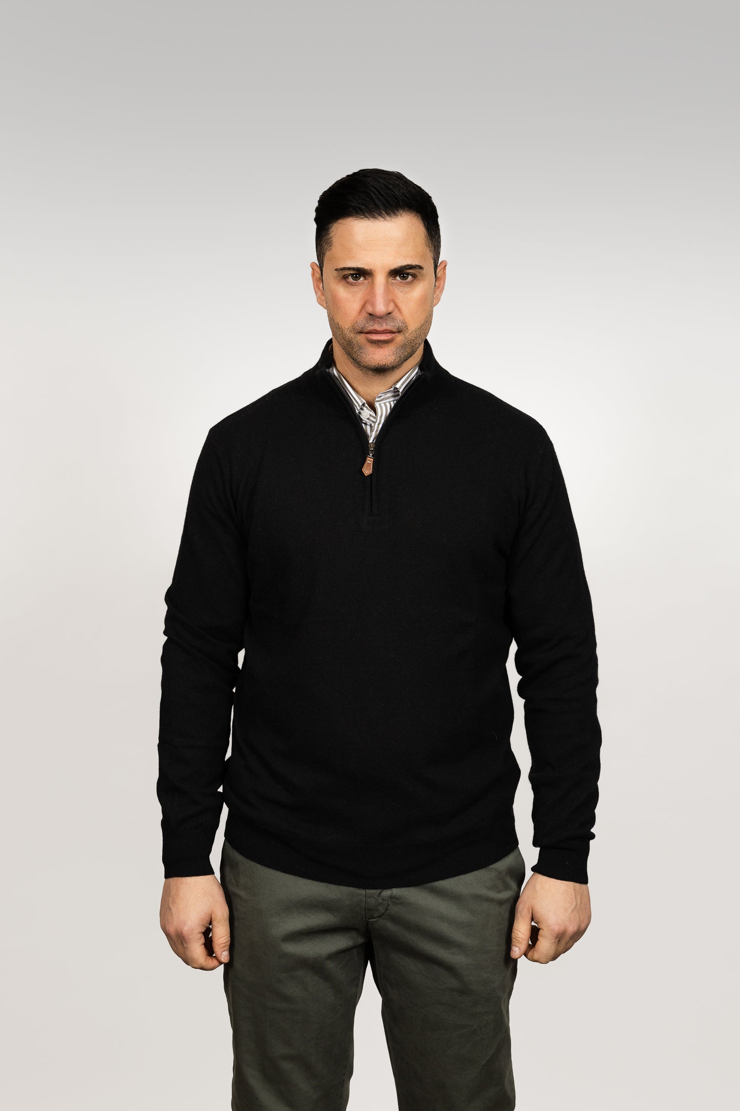 Black Wool Half-Zip Sweater