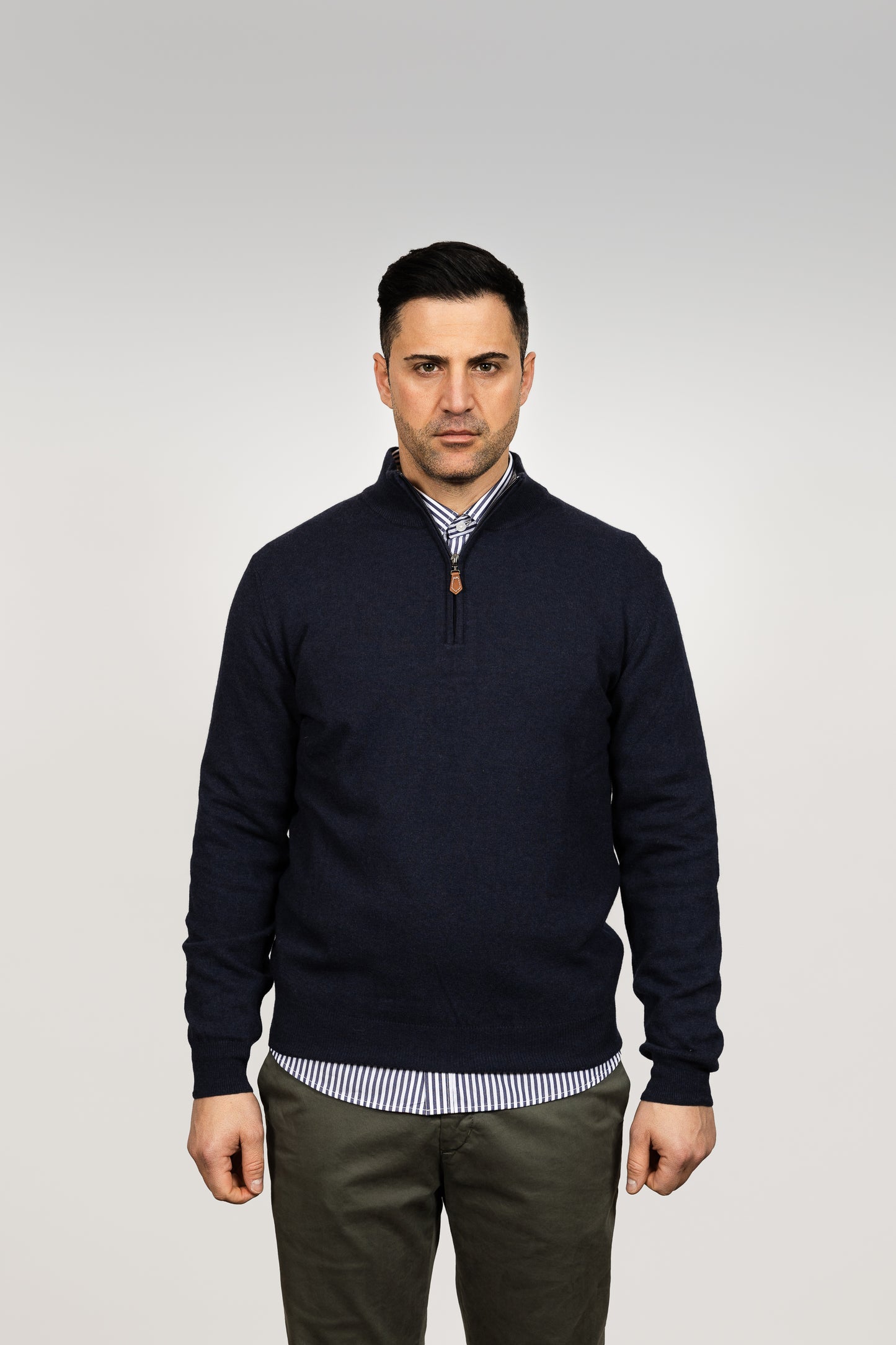 Navy Wool Half-Zip Sweater