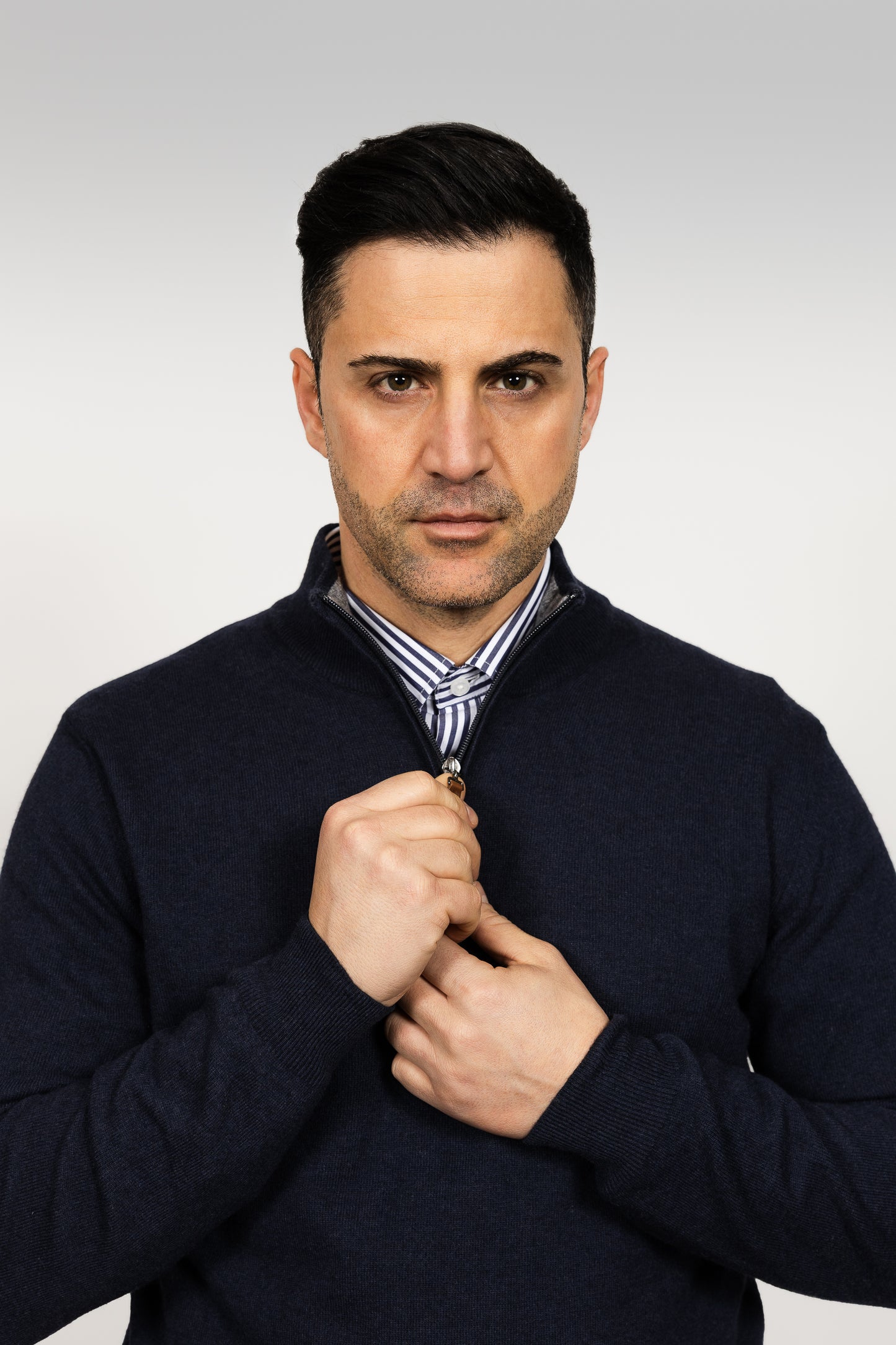 Navy Wool Half-Zip Sweater