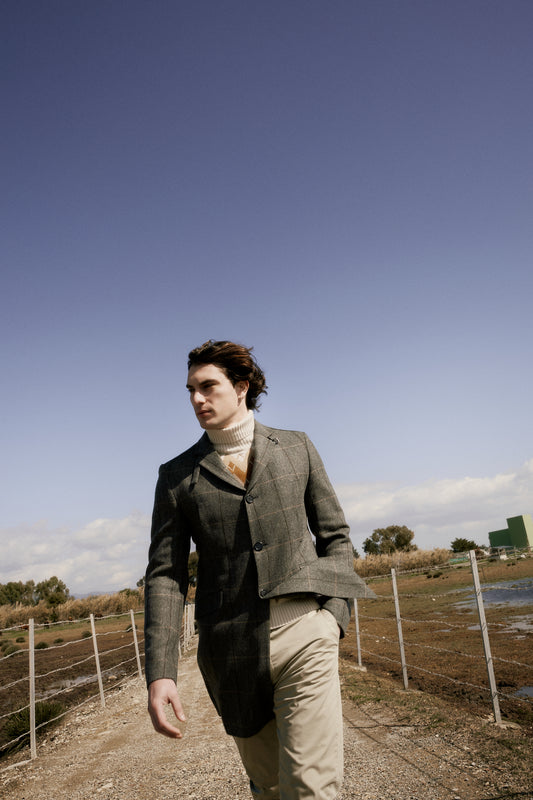 Patterned Green Wool Coat