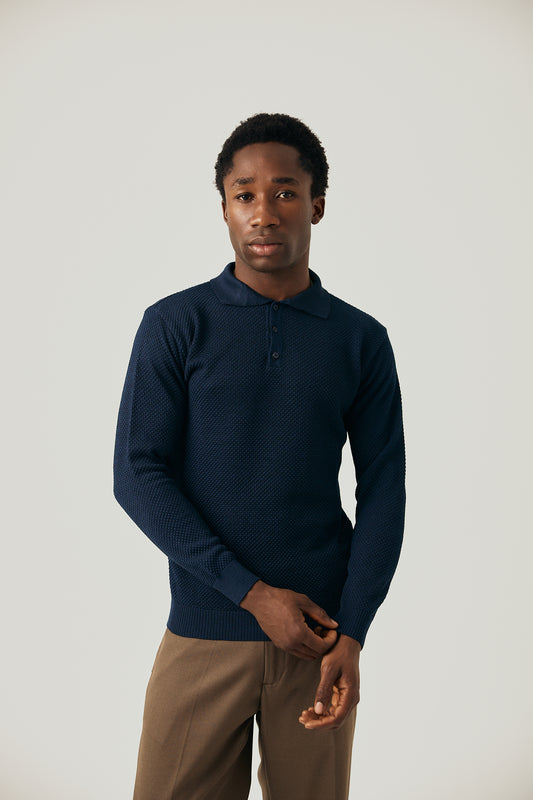 Navy Polo Knitted Shirt