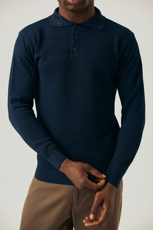 Navy Polo Knitted Shirt
