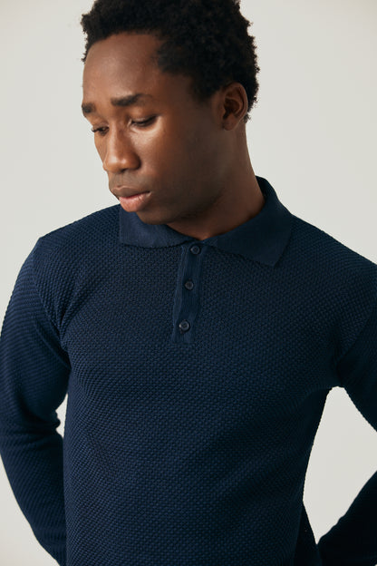 Navy Polo Knitted Shirt