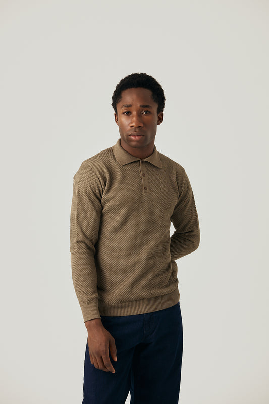 Brown Polo Knitted Shirt
