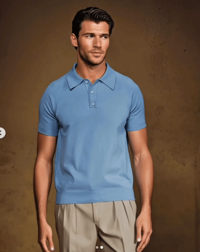 Woven Sky Blue Polo Shirt