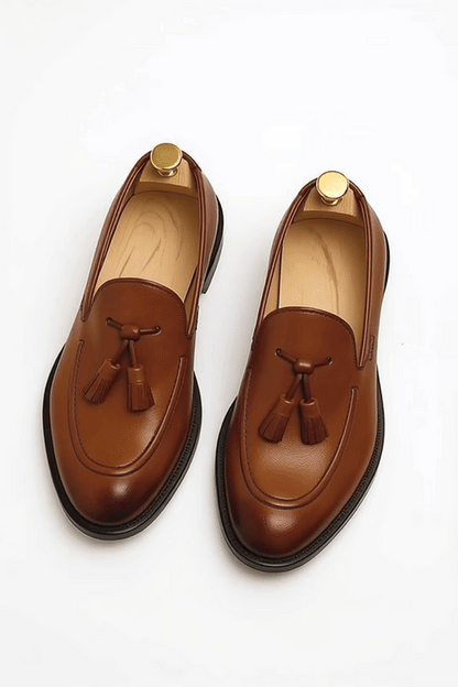 Cognac Brown Tassel Loafers