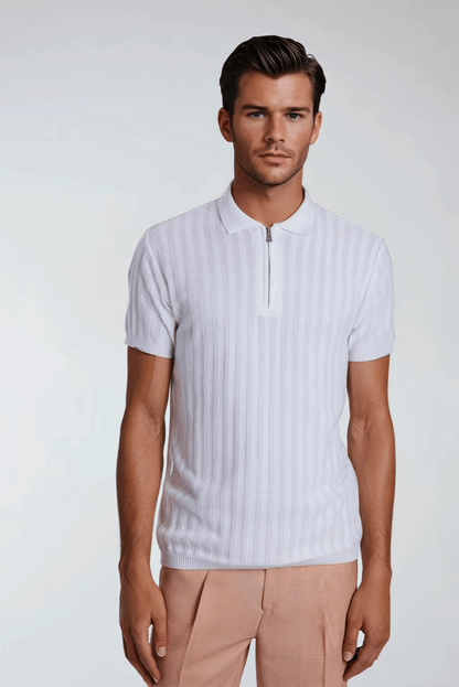 Carmine Ferraro Knitted White Polo Shirt